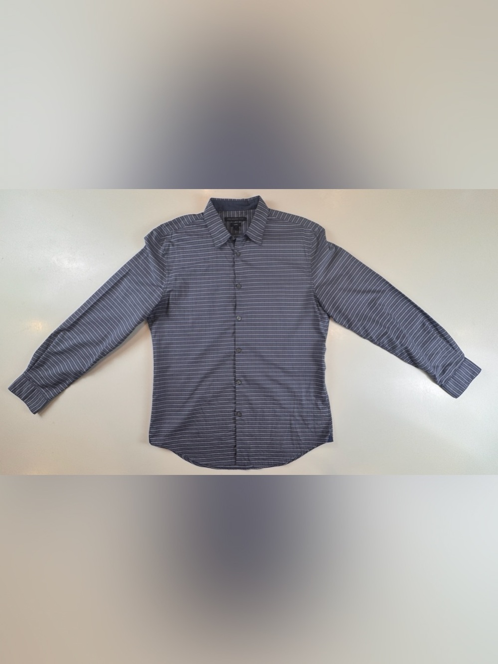John Varvatos Luxe Plaid Cotton Button Down in Blue Size Medium